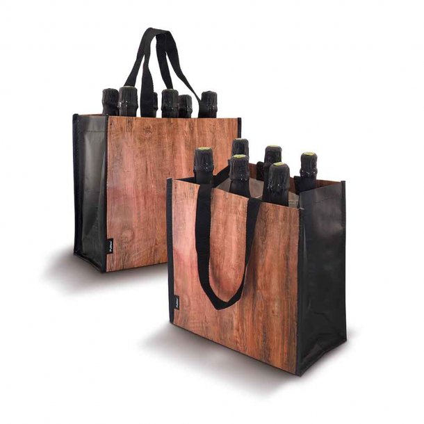 Pulltex - Wine bottle bag - for 6 bottles - Wood look