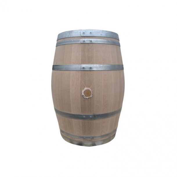 Renovated wine barrel with galvanized hoops