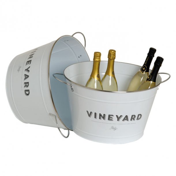 Extra large ice bucket with Vineyard logo WHITE