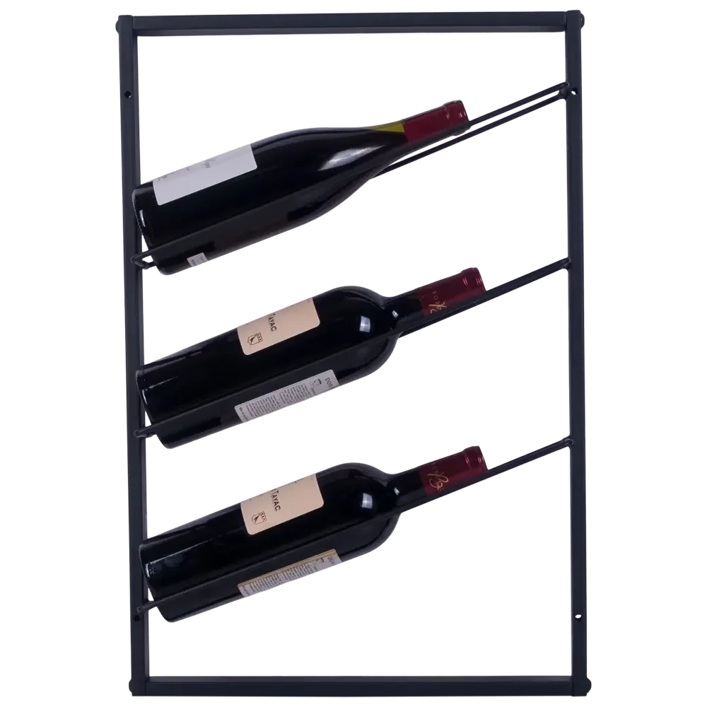 Mona Wall mounted black metal wine rack 3 bottles Vinikea