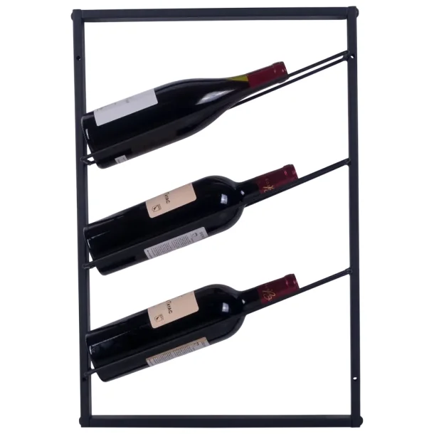 Mona - Wall mounted black metal wine rack - 3 bottles 