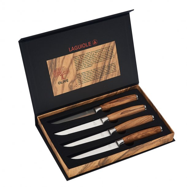 Laguiole - Steakknive - Oliventr - 4 stk.