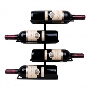 Scaffale Da Parete Bottiglie Vino + Bicchieri Legno Naturale 68X27X124