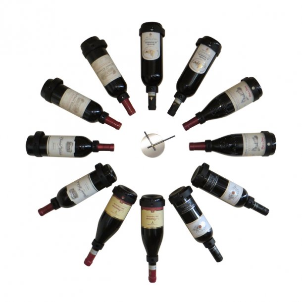 Vini Wall mounted wine rack for 12 bottles with clock 