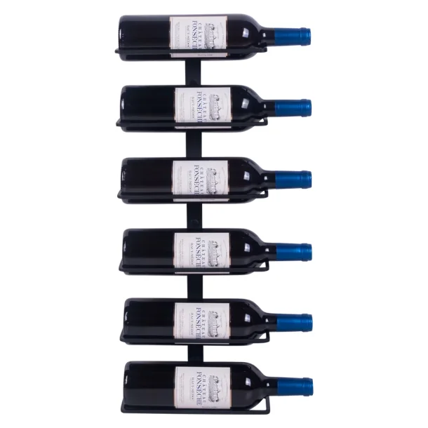 Dante - Wall mounted black metal wine rack - 6 bottles 