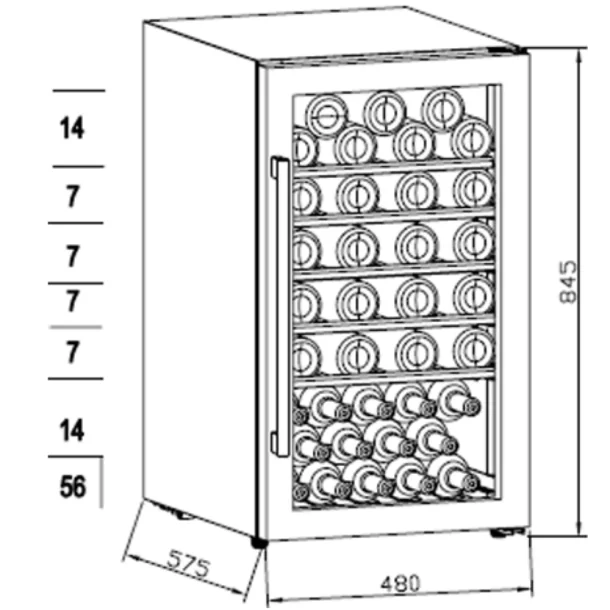 Cavecool Raw Citrine - 56 bottles - 1 zone - Black