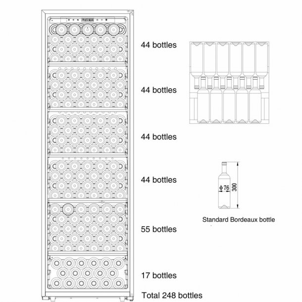 Cavecool Passion Mica - 248 bottles - 1 zone -  Black solid door