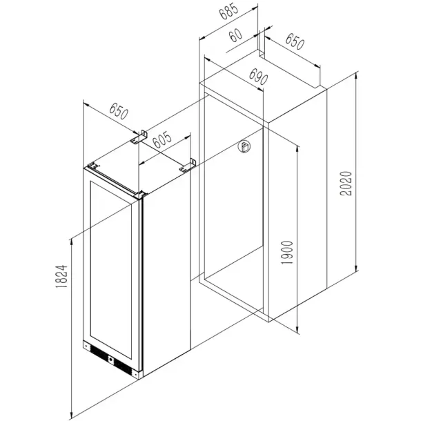 Pevino Imperial Eco 96 flasker - 2 zoner - Sort