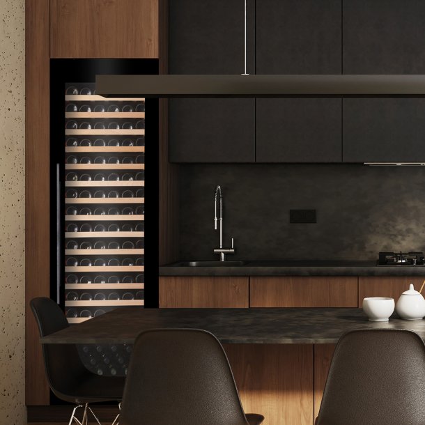 Pevino Majestic 107 flasker - 1 zone - Sort glasfront - Integrerbart 