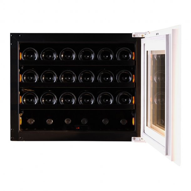 Pevino Majestic Push Open 24 flasker - 1 zone - Hvid glasfront - Integrerbart