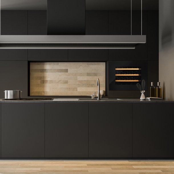 Pevino Majestic Push Open 24 flasker - 1 zone - Sort glasfront - Integrerbart