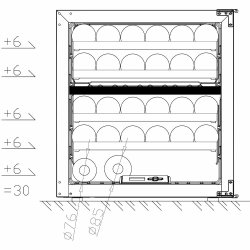 Pevino Majestic 30 flasker - push open - 2 zoner - sort - Integrerbart