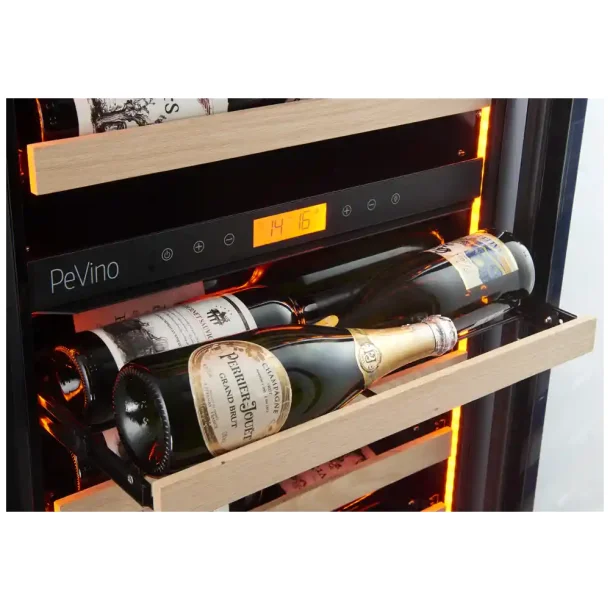 Pevino MS Noble 152 flasker - Metalhylder med trfront -  2 zoner - Sort