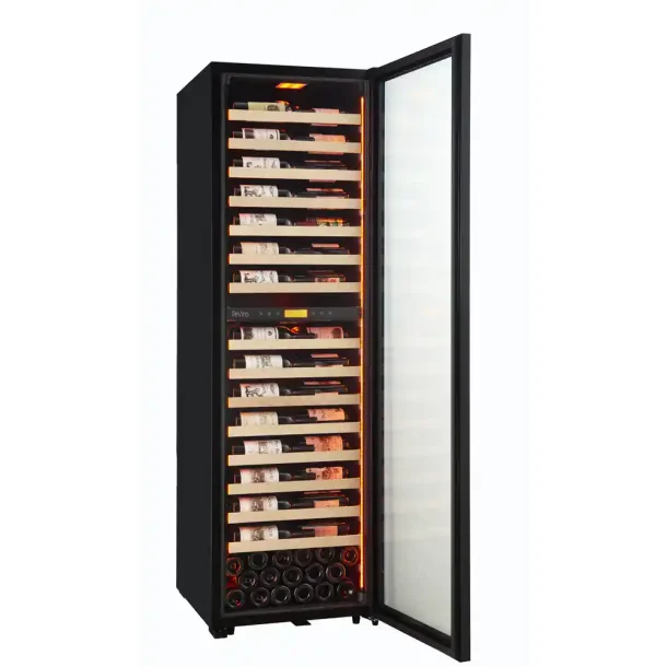 Pevino MS Noble 152  bottles - Metal shelves with wood front - 2 zone - black