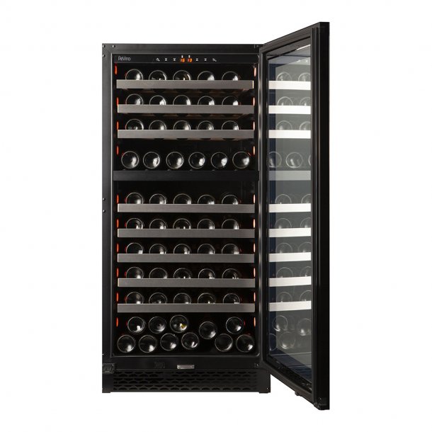 Pevino Majestic 104 flasker - 2 zoner - Sort glasfront