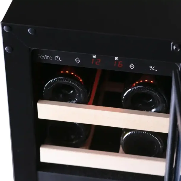 Pevino Majestic 17 flasker - 2 zoner - Sort glasfront