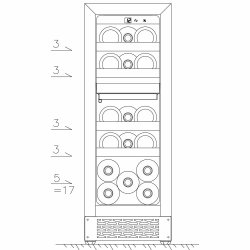 Pevino Majestic 17 flasker - 2 zoner - Sort glasfront