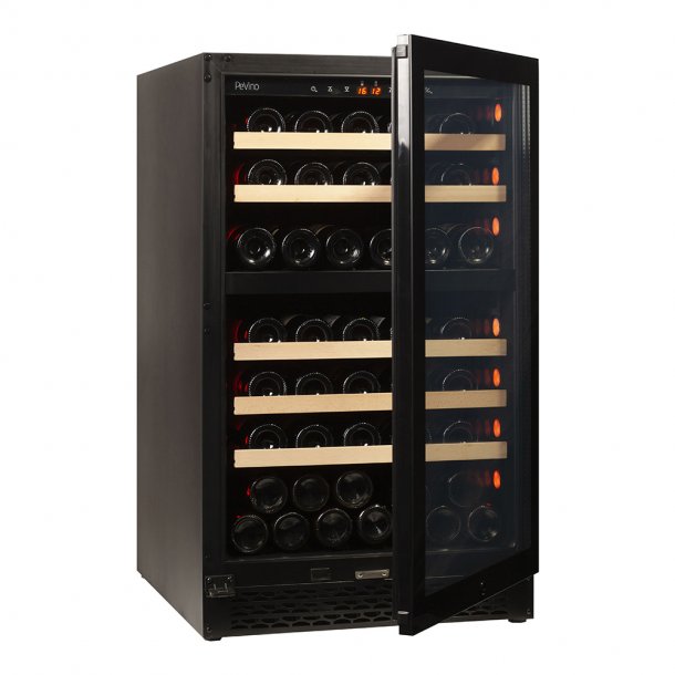 Pevino Majestic 74 flasker - 2 zoner - Sort glasfront