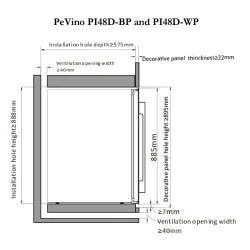 Pevino Majestic Push Open 42 flasker - 2 zoner - Sort glasfront - Integrerbart 