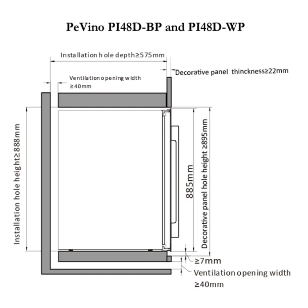 Pevino Majestic Push Open 42 flasker - 2 zoner - Sort glasfront - Integrerbart 