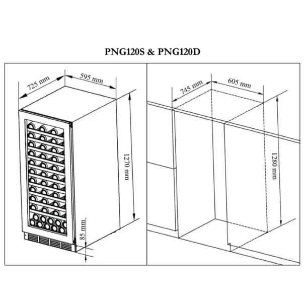 Pevino Majestic 104 flasker - 2 zoner - Sort glasfront