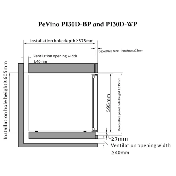 Pevino Majestic 30 flasker - 2 zoner - sort - Integrerbart