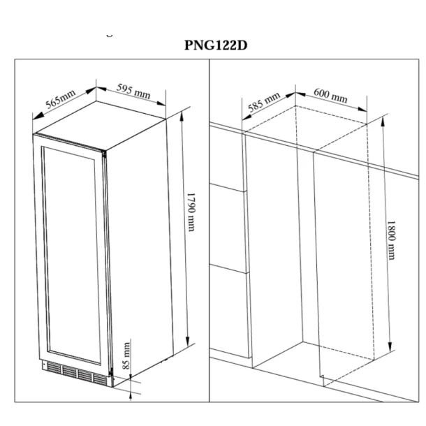 Pevino Majestic 96 flasker - 2 zoner - Sort glasfront