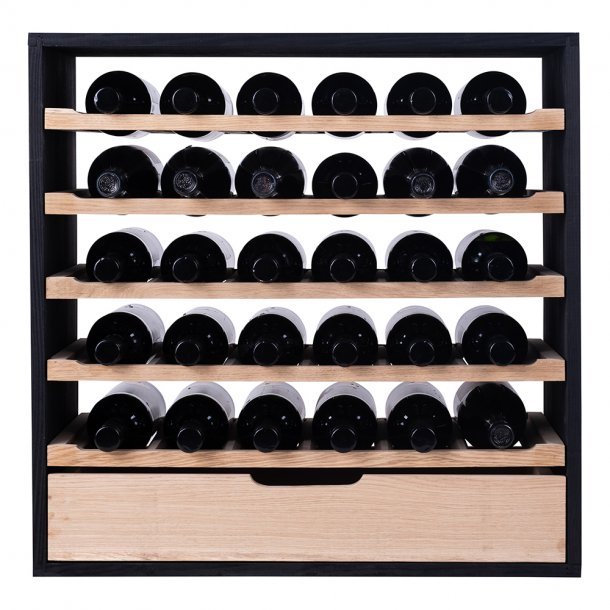 Caverack - CLEO - 30 bottles + Drawer - Oak and black 