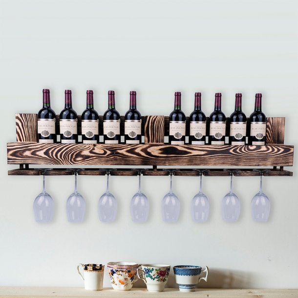 Vinobarto Odin - Gebrand hout - voor wijn en glazen - groot model