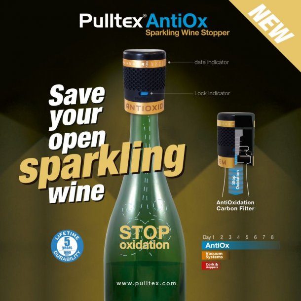 Pulltex - AntiOx - Champagne Stopper - Sort/Guld